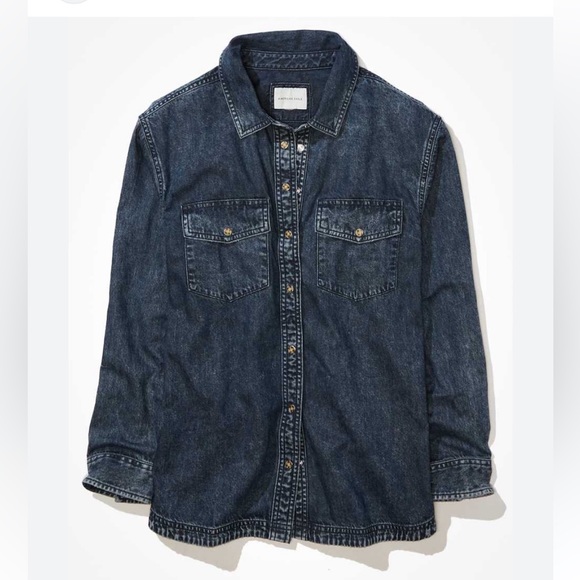 AE OVERSIZED DENIM BUTTON-UP SHIRT - Picture 1 of 1